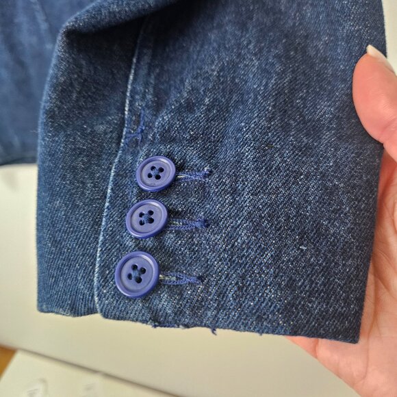 VTG 80s Ralph Lauren Blue Label Double Breasted Denim Blazer Jacket M - Picture 10 of 15